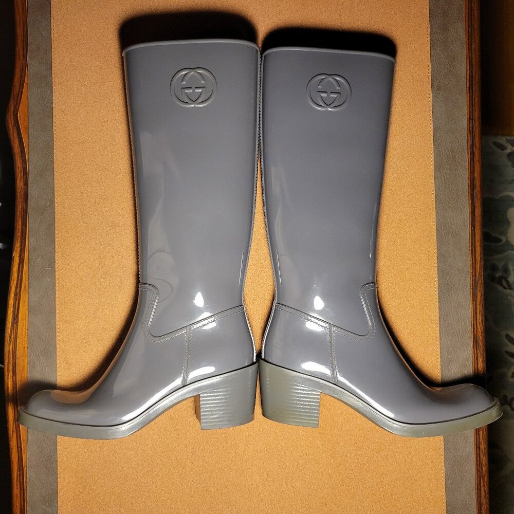 Gucci Gray Rubber Knee-High Wellington Boots size 36 IT 6 US (copy)